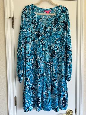 Lilly Pulitzer Seana Chilly Lilly Blue Tunic Dress XL